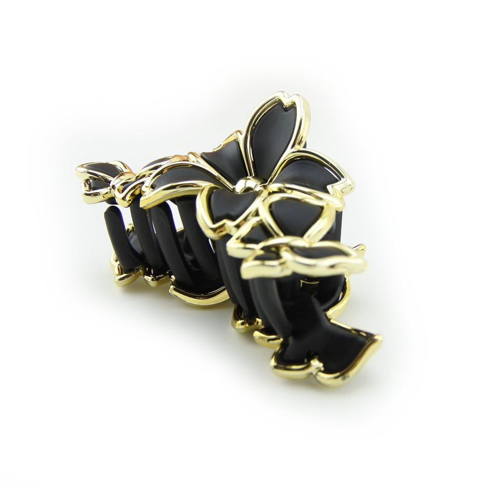 Meilliwish Butterfly Flower Beautiful Hair Claw Clip for Women Girls 1 PCS(D73)(Black) - Image 3