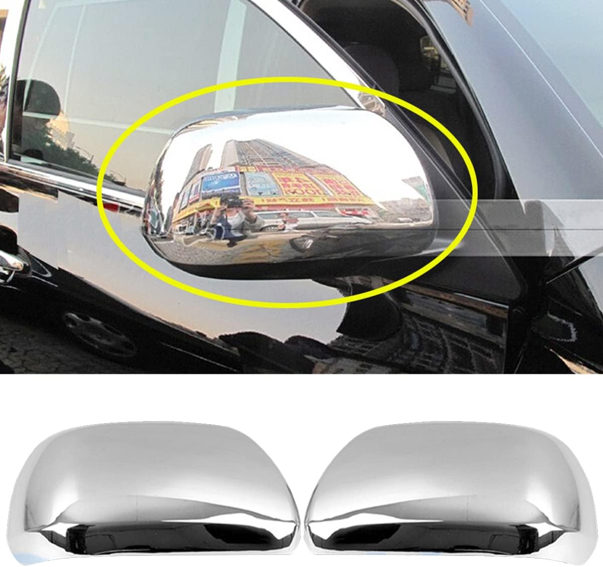 Pair Chrome Door Mirror Covers Compatible with 2011-2020 Sienna 2012-2015 Tacoma 2008-2013 Highlander Side Rearview Mirror Cover Overlay Designed