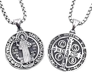 St. Benedict Medal Gold Pendant Necklace - Exorcism Medal, Stainless Steel, Made In Italy - Foto 6