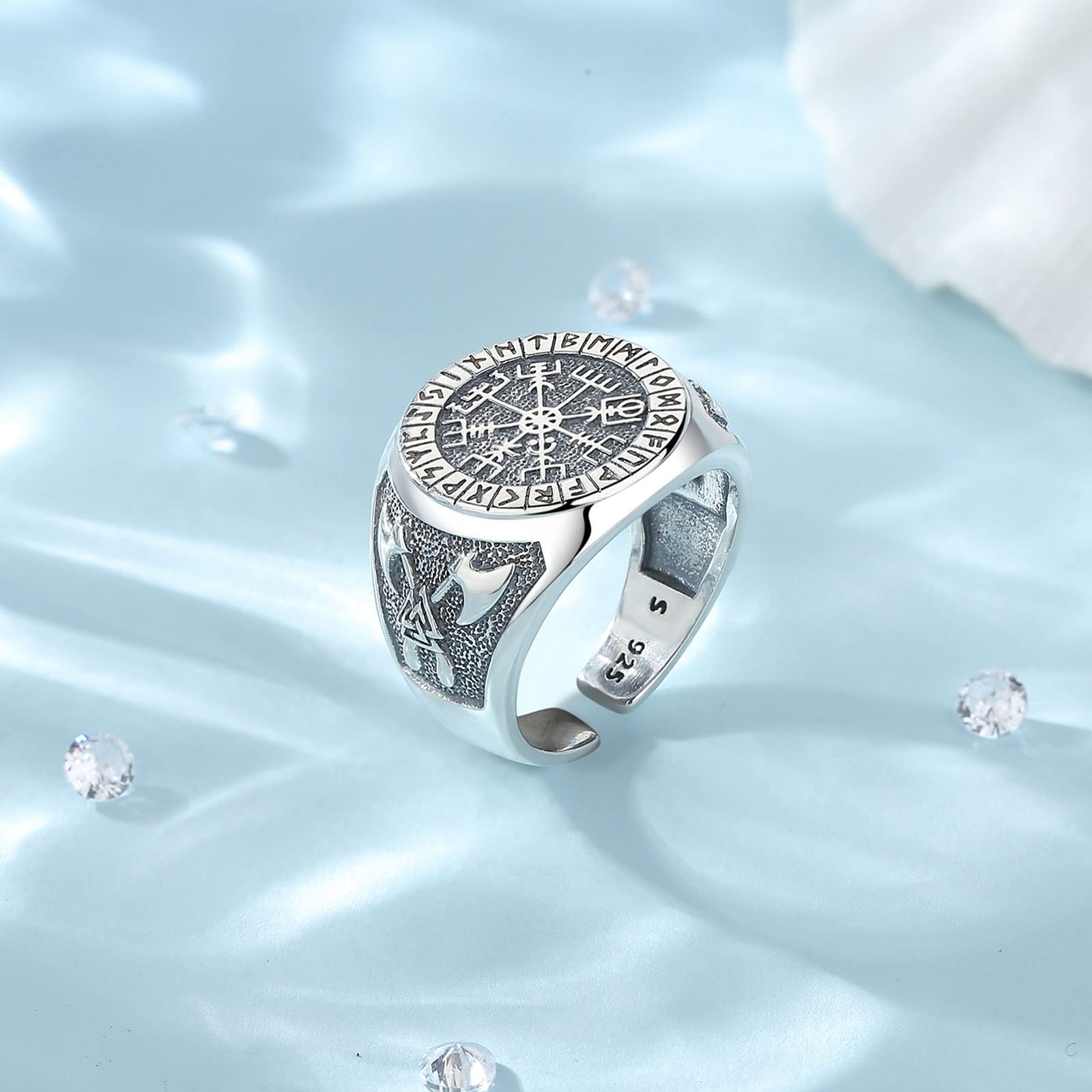 Vichingo Collana per Donna Uomo, Vintage Nordic Wolf Dragon Cross Viking Valknut Ciondolo Vegvisir Anello Jewelrt Regalo per Marito Moglie, 24 In