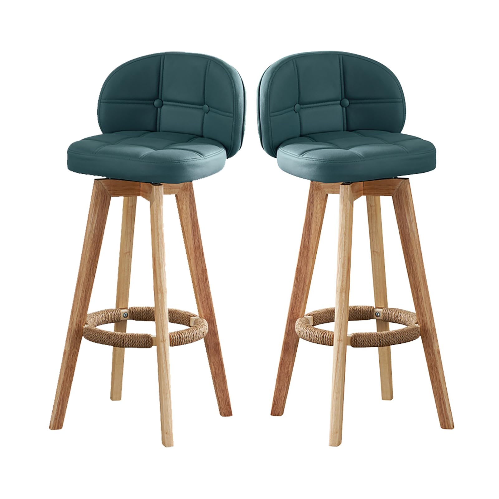 Tabourets de bar pivotants 28" en similicuir et noyer pour cuisine style ferme