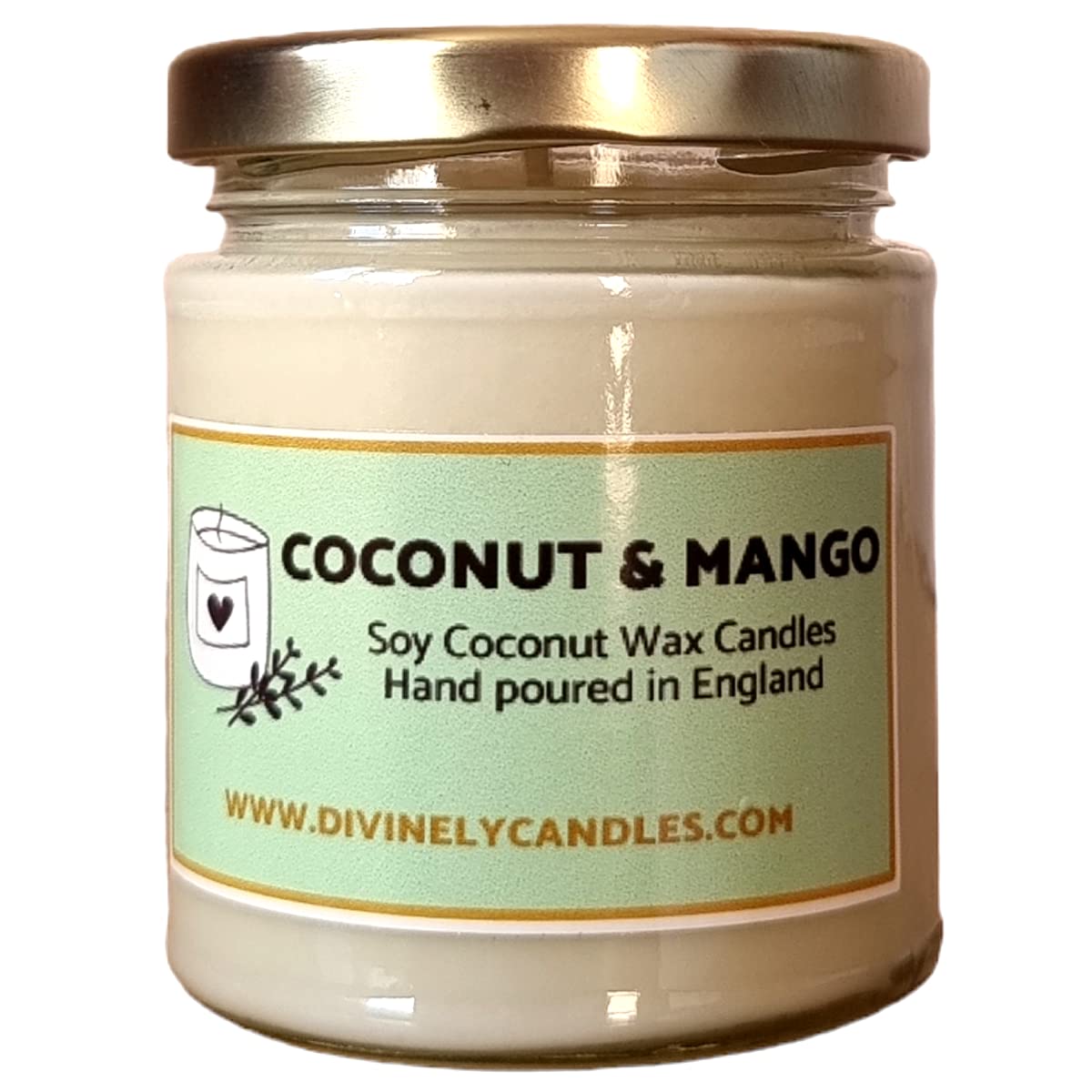 Divinely Candles® Coconut and Mango Soy Coconut Wax Candle Eco Friendly 40 Hours Burning Candle Hand-Poured Long Lasting Candle Coconut and Mango Scented Candle Jar Non-Toxic Long Burning Time Candle