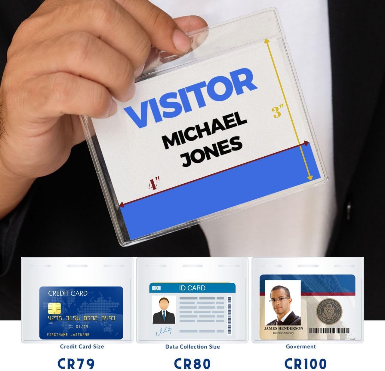 Performore 12 Pack of Magnetic Name Badge Holders, 4x3 Inch Horizontal Tag for Conventions, Exhibitors, Events - Vaccine Card Holder Protector for CDC Immunization Record, Plastic Name Tag - Image 3