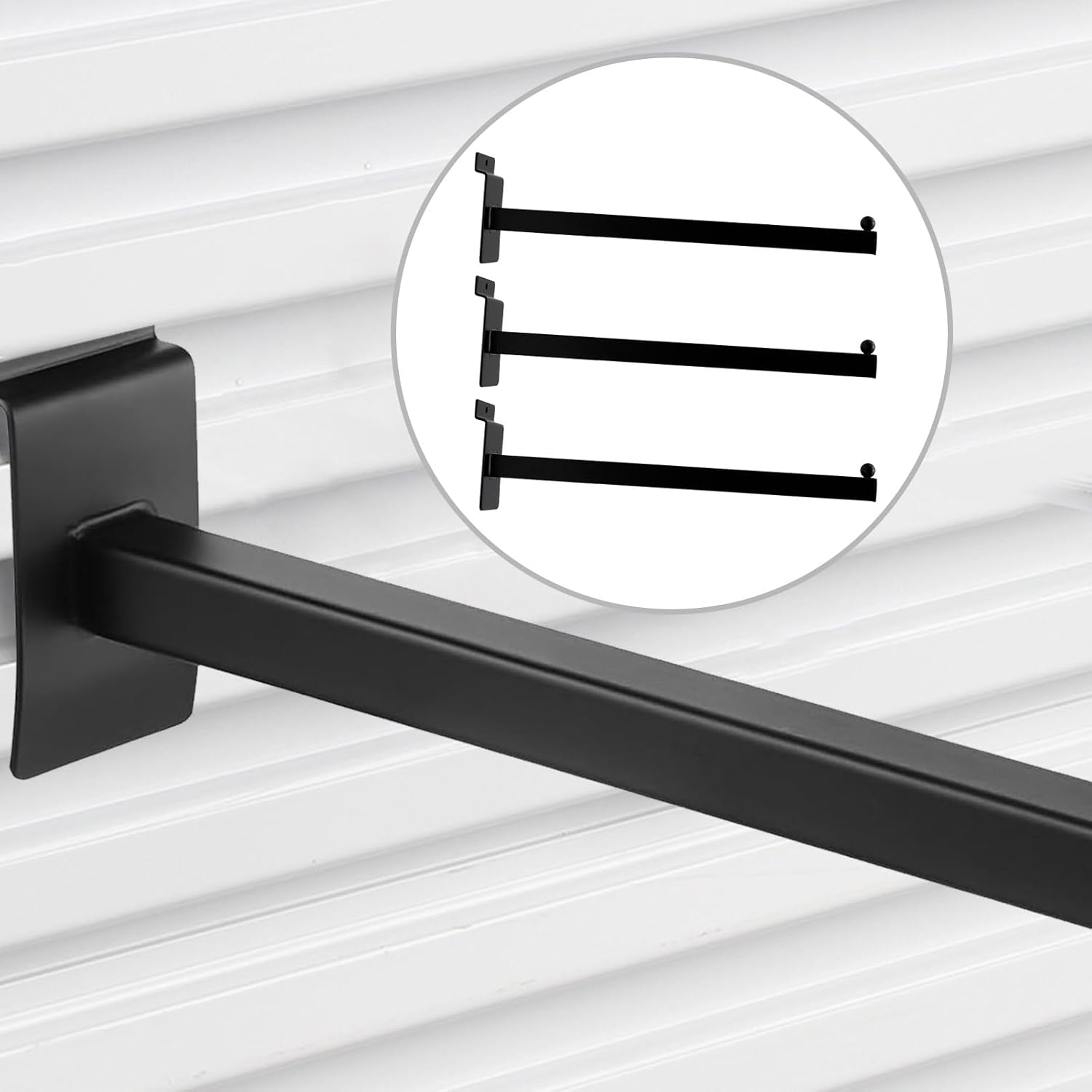 10 PCS 12 Inches Slat Wall Faceout, Slatwall Hooks, Metal Square Straight Arm Hooks, Metal Heavy Duty Slat Wall Hooks Accessories for Retail, Clothing, Garage, Shop Display, Black