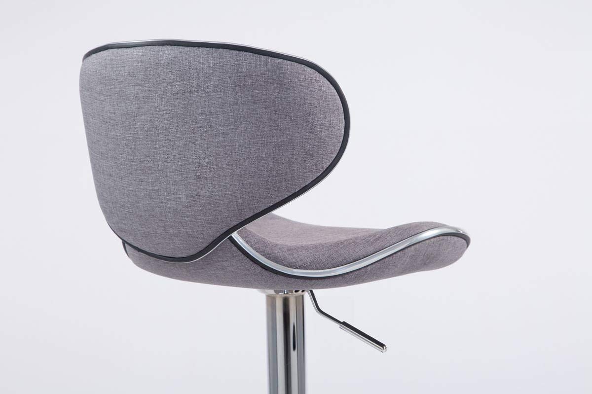CLP Lot De 2 Tabourets De Bar Las Vegas V2 en Tissu I Chaises Hautes Ajustables Et Pivotantes I Piètement Et Repose-Pieds en Métal | Couleur Gris Clair Couleur du Cadre Chrome