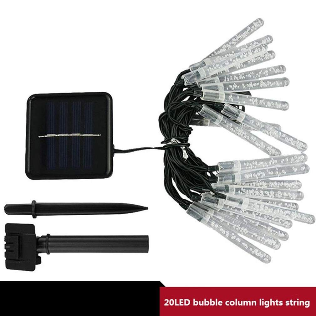 TIM-LI Solarne łańcuchy świetlne LED sople lodu – do użytku na zewnątrz, wodoszczelne, 20 diod LED, oświetlenie bożonarodzeniowe, do ogrodu, na patio, podwórko, trawnik, imprezę, białe światło