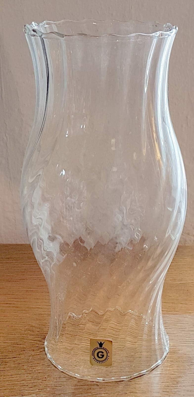 Oberstdorfer Glashutte Cylinder Bottomless of Clear Glass with Optical Grooves Outside Height 35 Cm