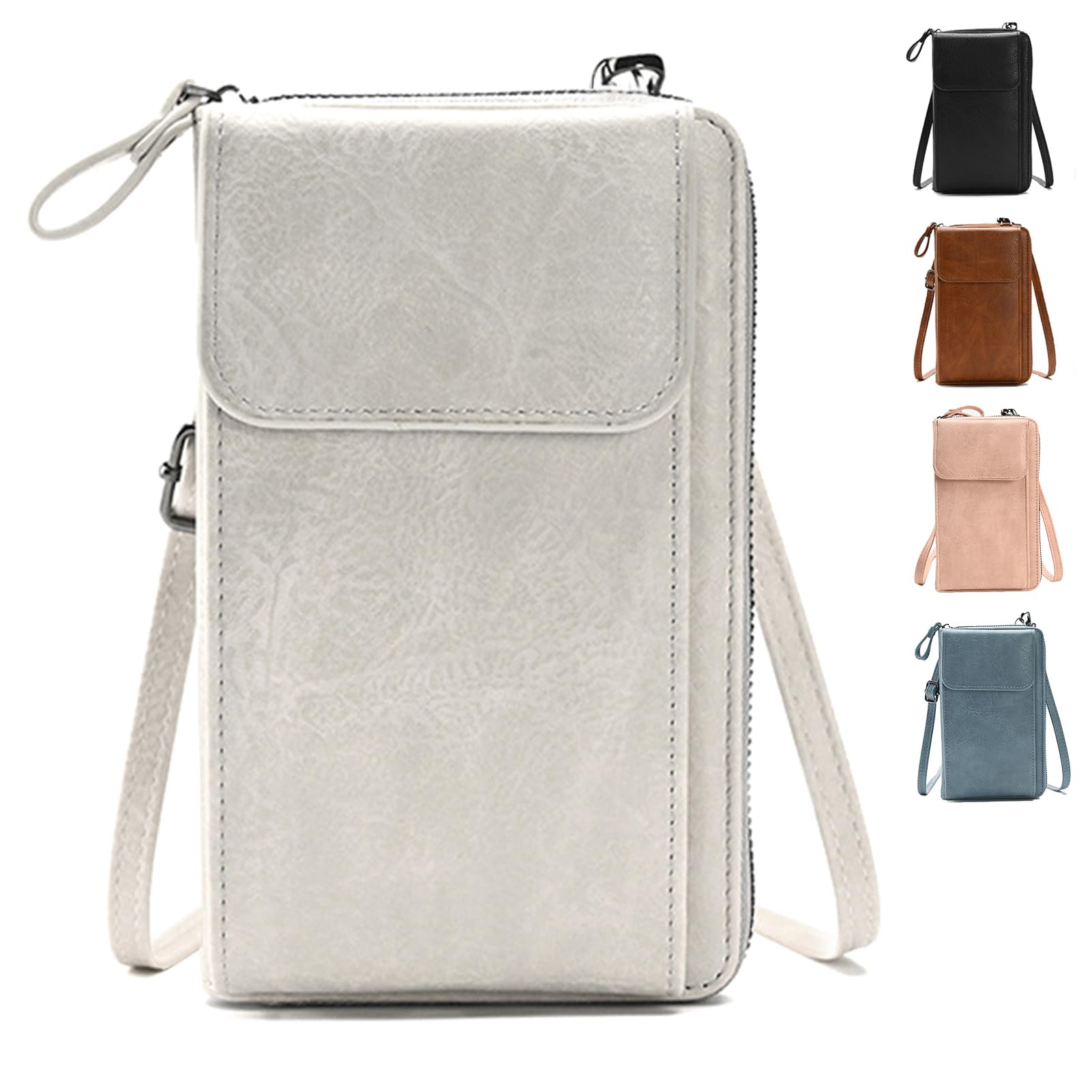 LOCCYCrossbody Phone Bag for Women, PU Leather Ladies Cross Body Handbags Mobile Phone Pouch Mini Shoulder Bags with Adjustable Strap and Card Slots fits Phone under 6.5 inch