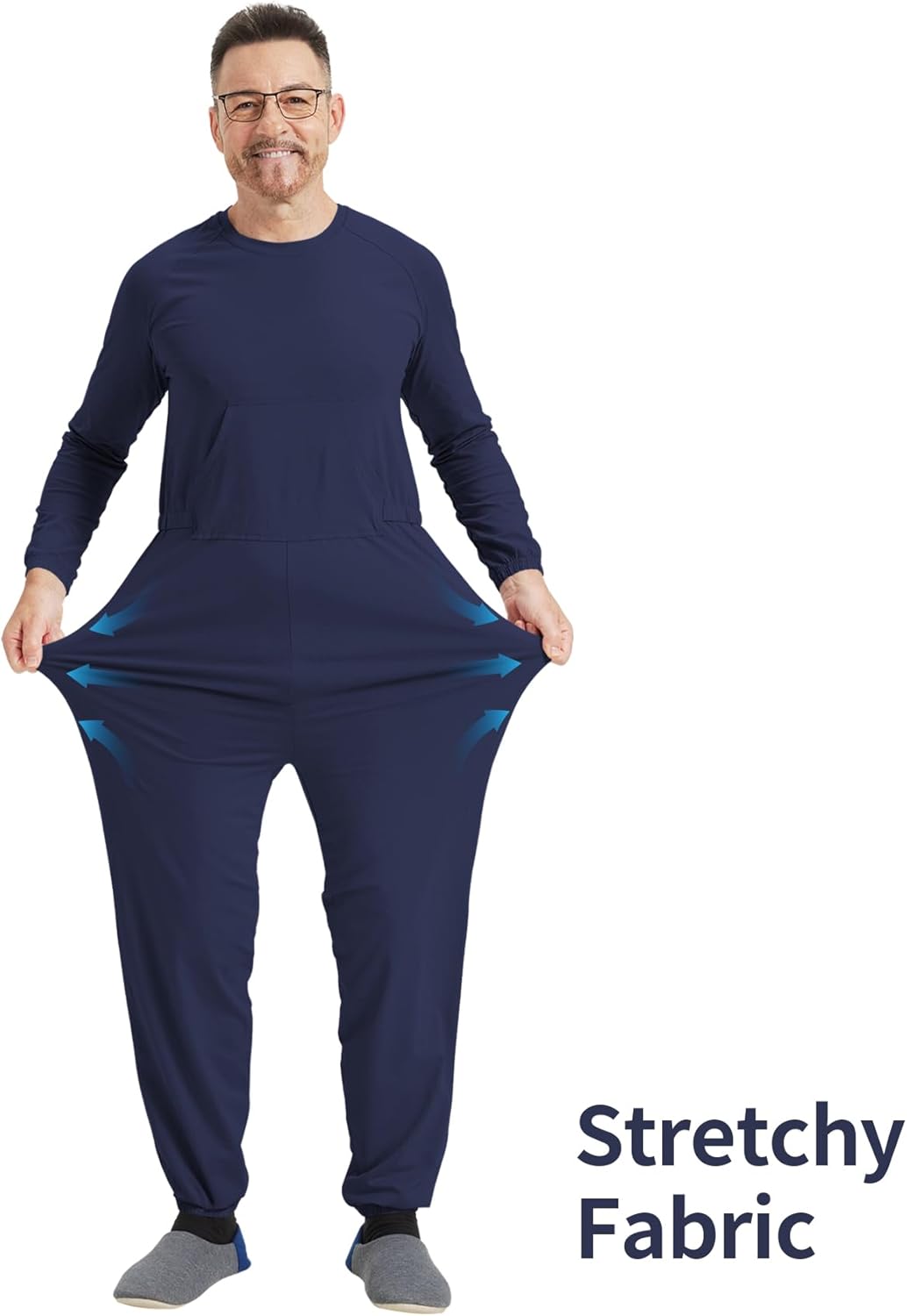 Anti Strip Clothing Adaptive Jumpsuit with Easy Access Back Zipper Pajamas for Elderly & Dementia Patients - Image 2