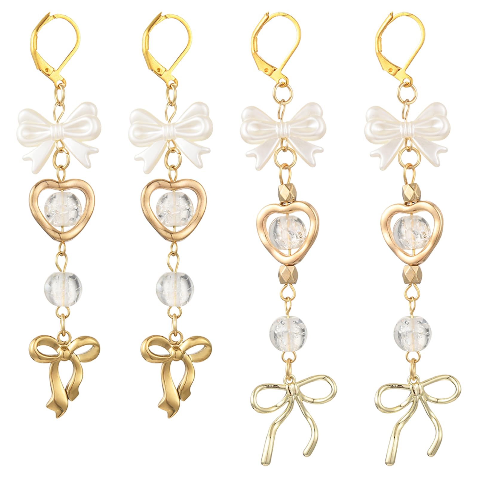 COGCHARGER 4Pcs Gold Bikini Charms for Jewellery Making Keychain Bow Plastic Pearl Charms Beach Ocean Swimsuit Alloy Pendant for Earring Necklace Purse Bag Summer Travel Gifts