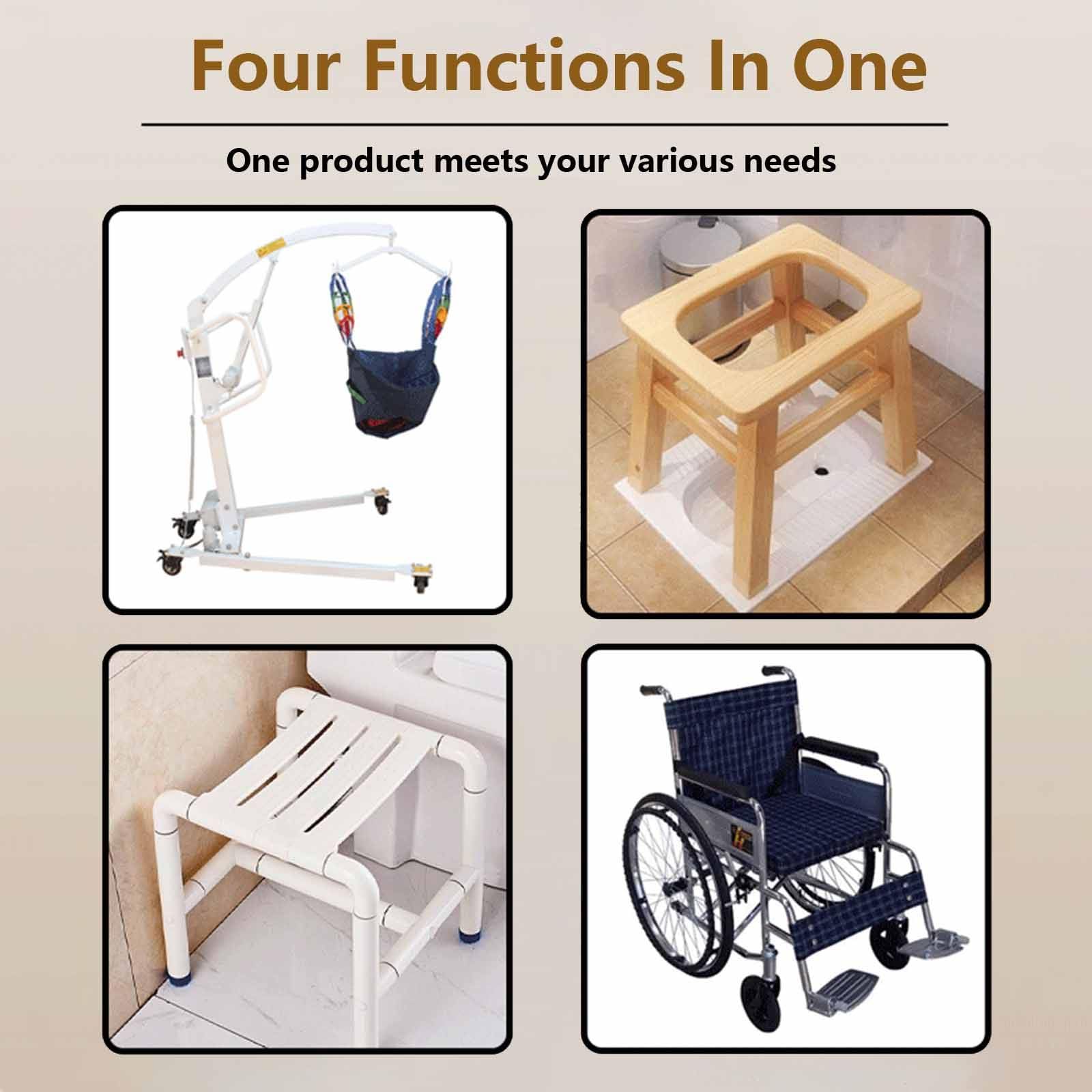 Grúa para Pacientes en casa,Silla de Ruedas Ligera para baño y Ducha,Elevador portátil para Pacientes Mayores,Altura Ajustable, Capacidad de Carga de 120kg,para enfermería Junto a la Cama
