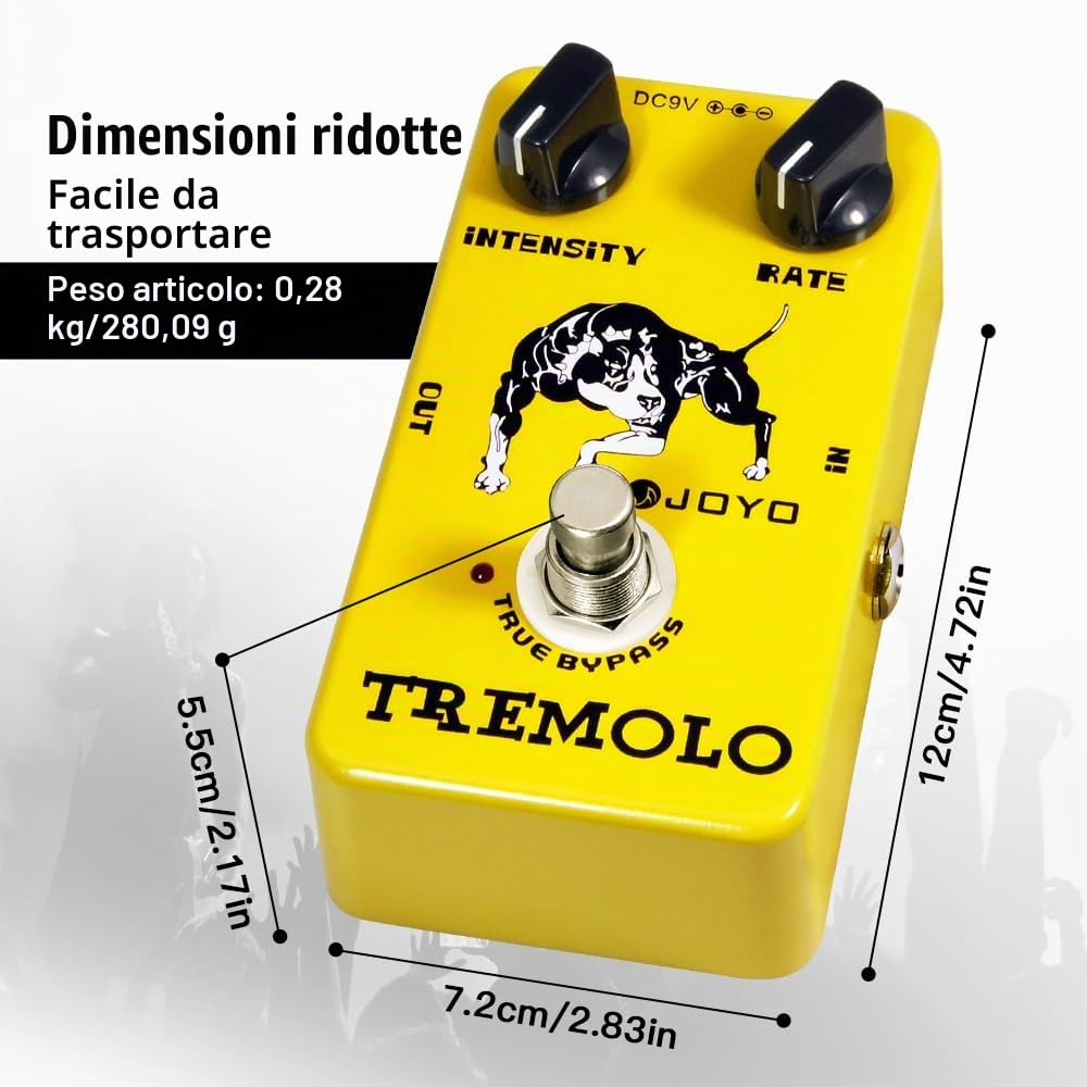 JOYO Pedale effetto tremolo Amati vecchi amplificatori Circuito tubo fotoelettrico Tremolo per effetto chitarra elettrica - True Bypass (JF-09)