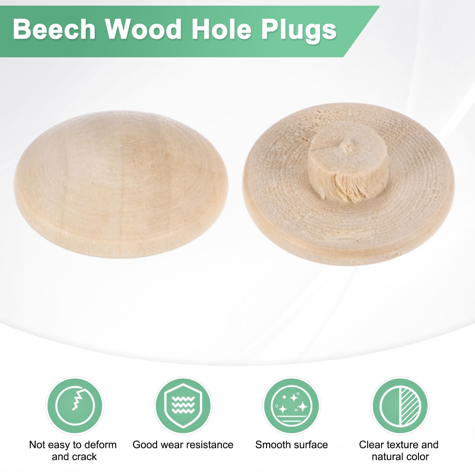 M METERXITY 50-Pack Wood Plugs for Screw Holes 20 x 7mm Beech Button Wood Top Plugs for Furniture/Stair/Chair/Craft - Image 2