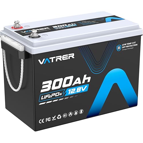 12V 300AH Low Temp Cutoff LiFePO4 Battery, Built in 200A BMS, Max 2560W Power Output, 5000+ Cycles Rechargeable Lithium Deep Cycle Battery, Perfect for RV/Camper, Backup Power, Solar and Off Grid