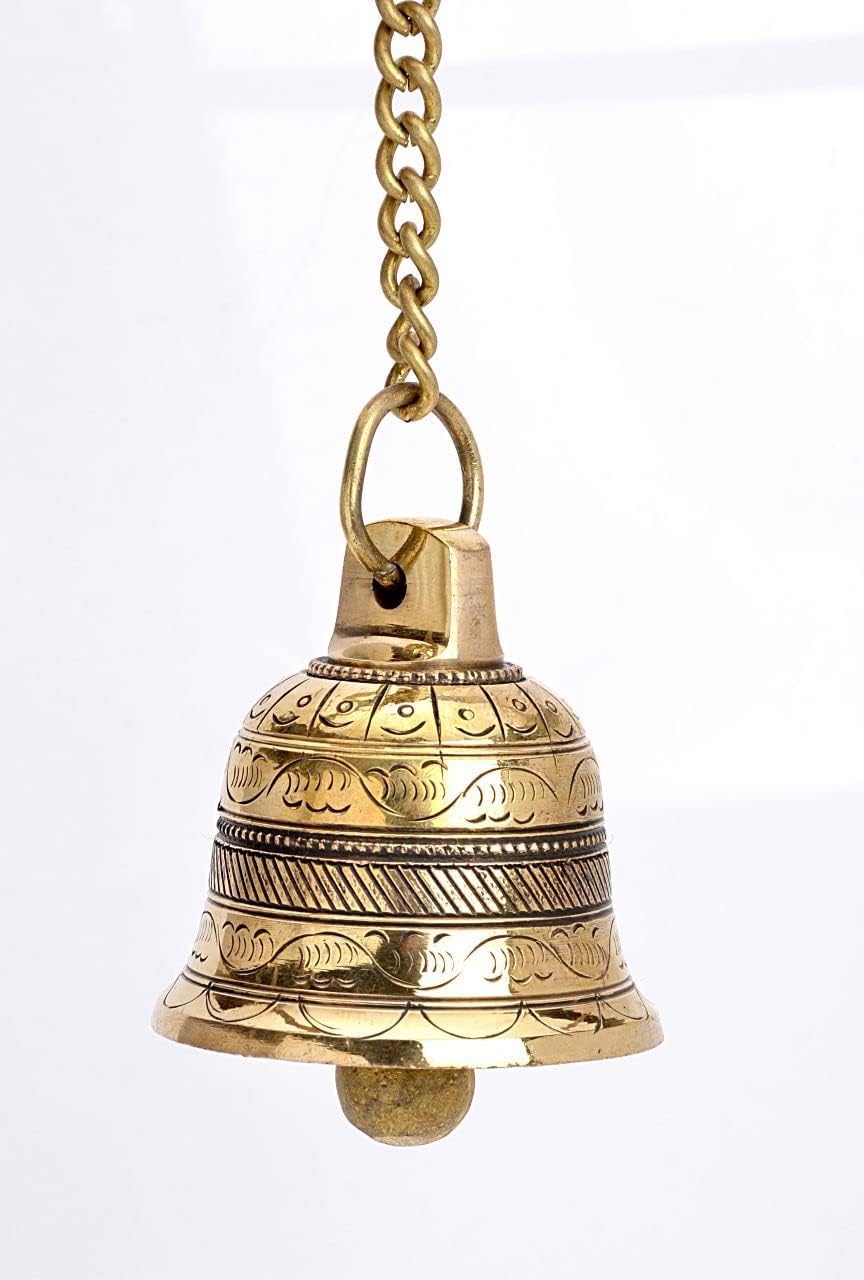 Brass Wall Hanging Bell with Chain and Hanging Hook for Home Mandir Temple Decorative I Puja Room…