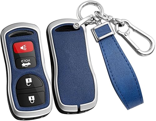 ontto Protector de cuero para llavero Infiniti FX35 FX45 QX4 Smart Remote Metal Key Cover Fit para Nissan Armada Frontier Murano NV1500 Pathfinder