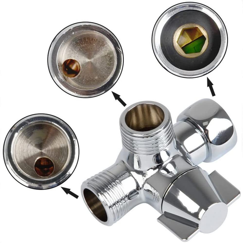 OTANA G1/2" Ducha Conector de Tres vías Válvula desviadora de latón Adaptador en Forma de T Separador de Agua Ajustable Grifo Divisor Piezas de baño,H