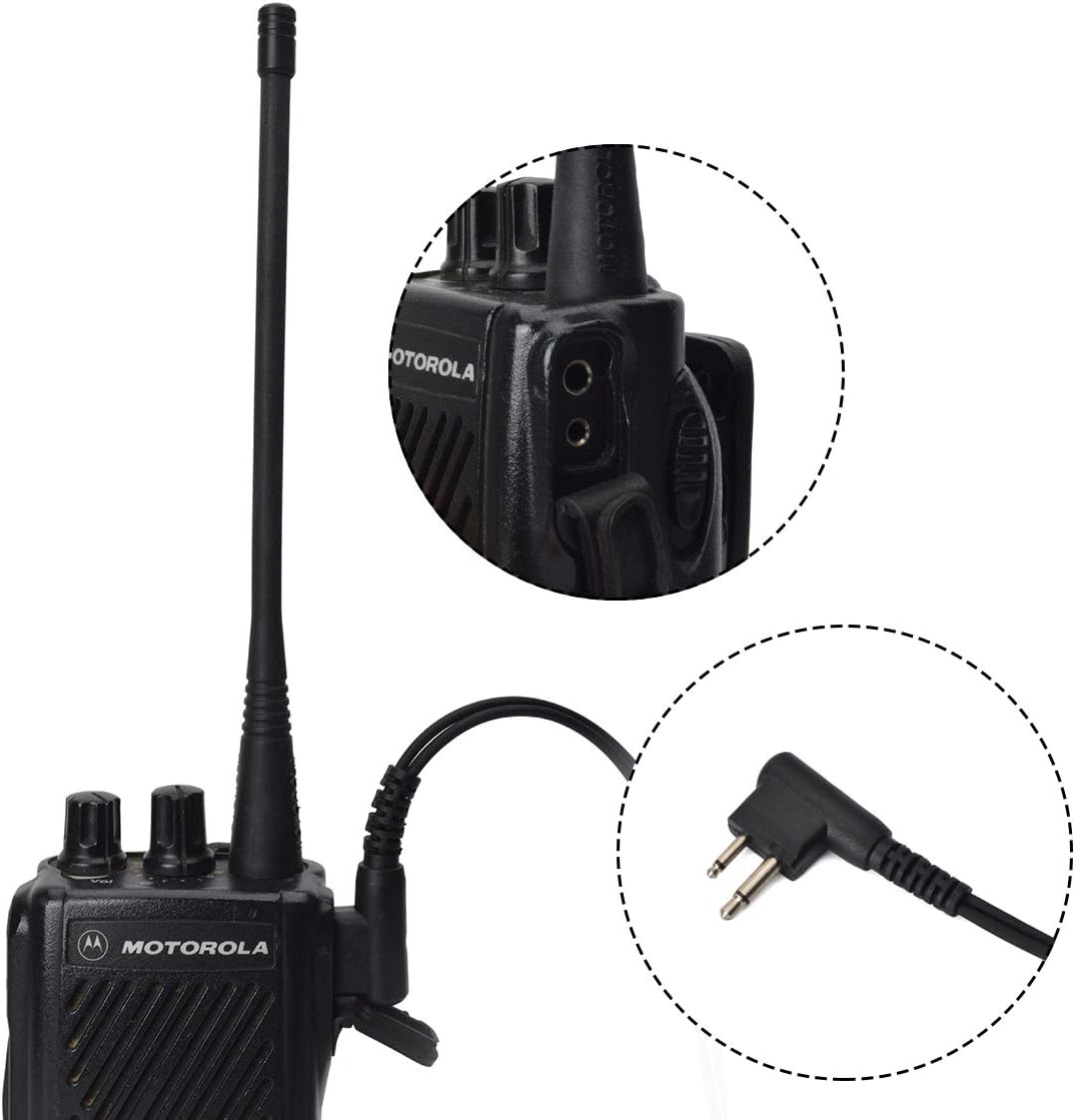 UAYESOK 2-pinowe słuchawki radiowe, ukryte słuchawki akustyczne, z mikrofonem PTT, kompatybilne z Motorola DP1400 CP040 GP300 XT460 XT420 HYTERA Midland Walkie Talkie dwukierunkowe radio (opakowanie 2