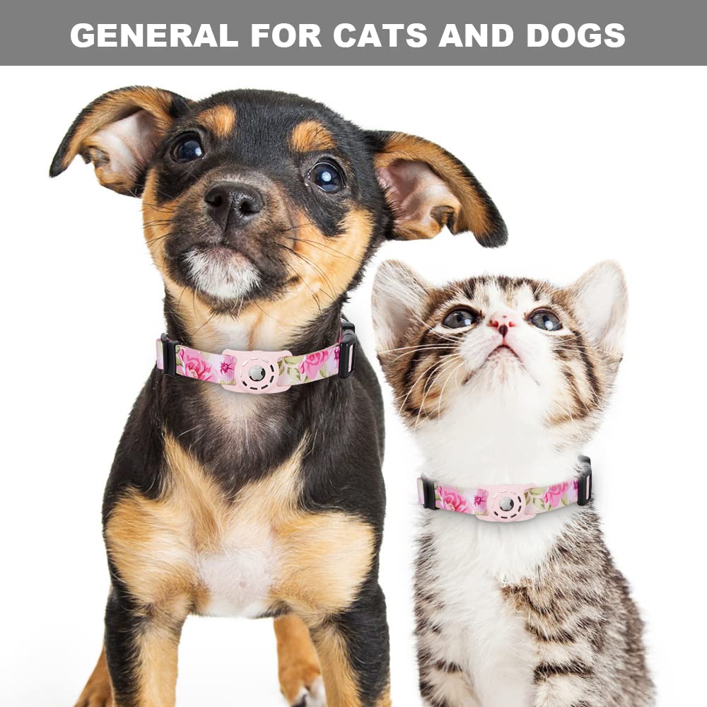 AirTag - Collar para perro, compatible con Apple AirTag, collar de poliéster para mascotas y gatos con soporte de silicona para AirTag para perros pequeños, medianos, grandes y extragrandes