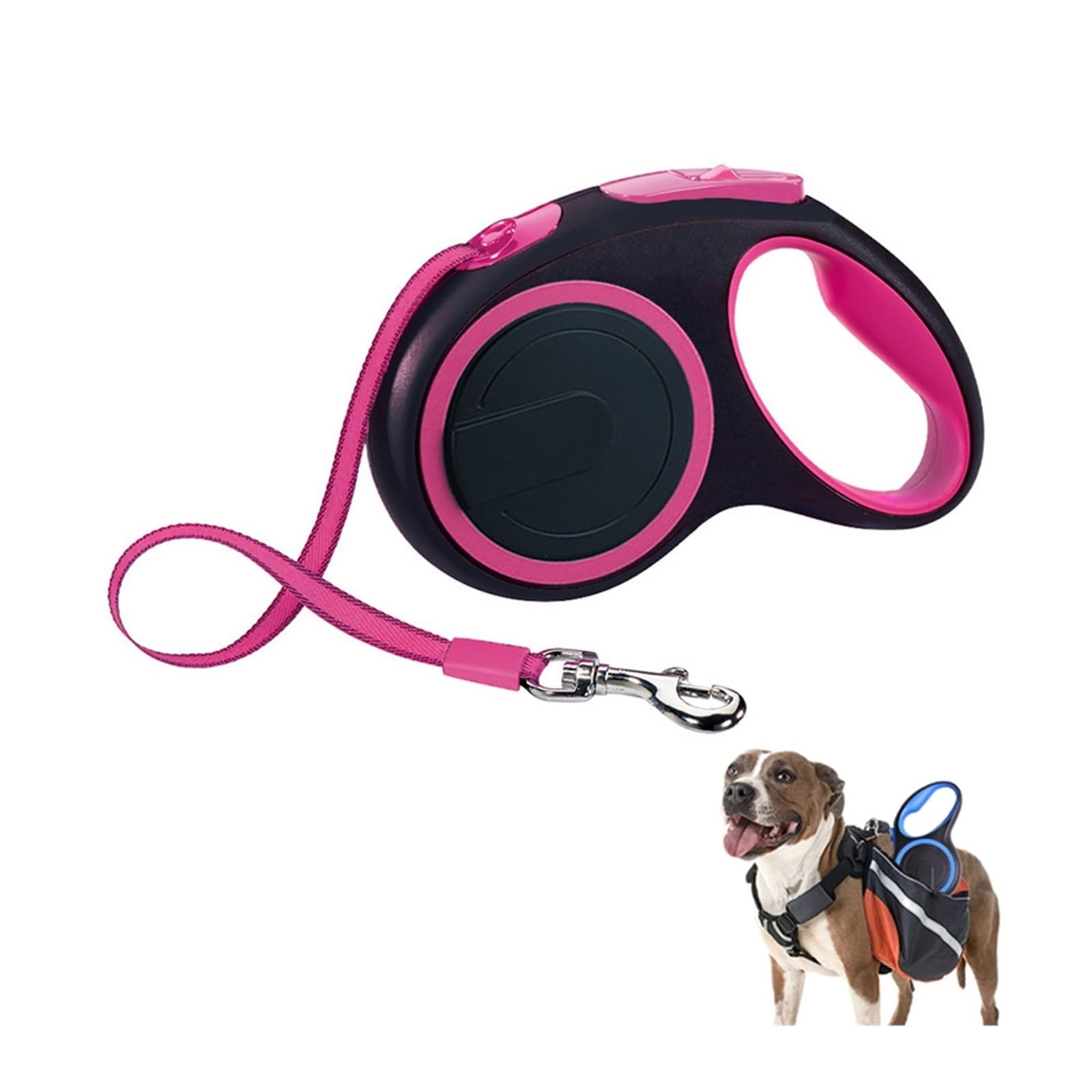 Guinzaglio retrattile per cani in nylon resistente, 3/5/8 m, guinzaglio estensibile automatico, per cani di grandi dimensioni, guinzaglio da passeggio per cuccioli (rosa, 8 m - 50 kg)