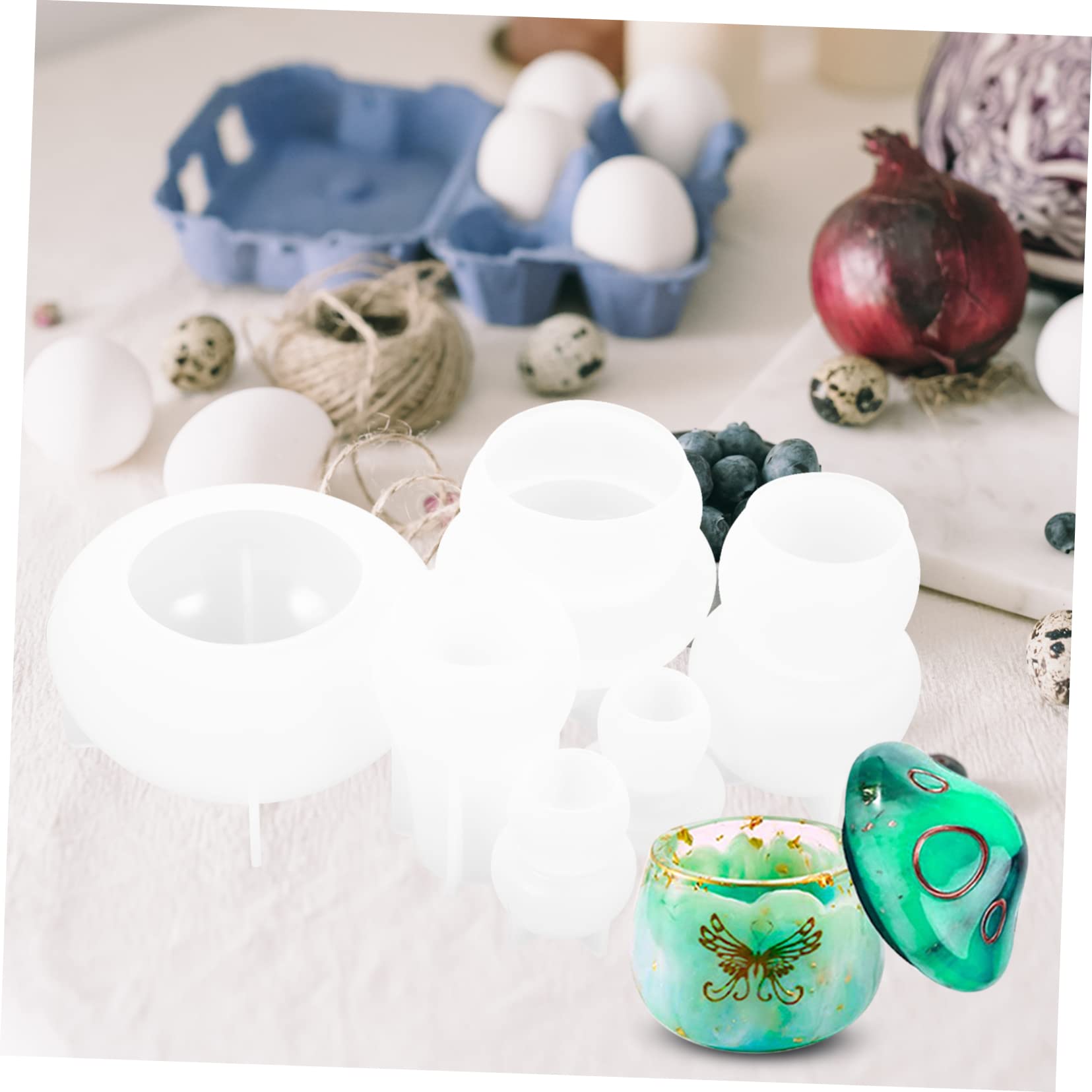 VILLCASE 2 Ensembles Moule Silicone de Champignon DIY Ensemble pour Artisanales Réutilisable et Non Adhésif pour Décoration Personnalisés