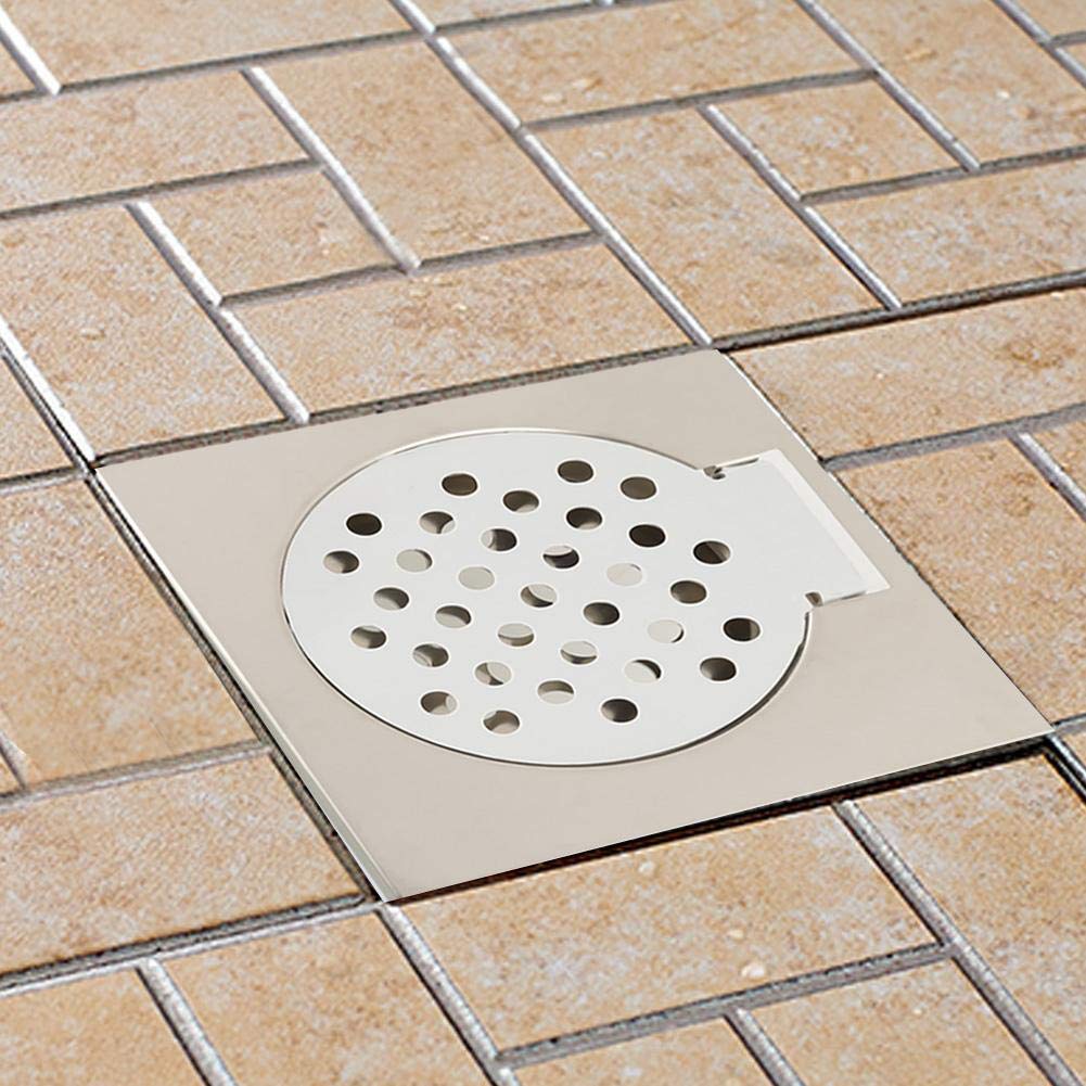 Griglia Di Scarico Doccia In Acciaio Inox - Quadrata 15x15cm - Anti-odore E Anti-insetti - 3