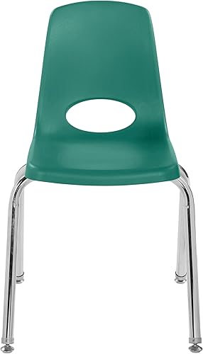 Miniatura 9 de FDP 11560-GN - Silla apilable de 16 pulgadas, asiento apilable para estudiantes con patas de acero cromado y deslizadores giratorios para aula,