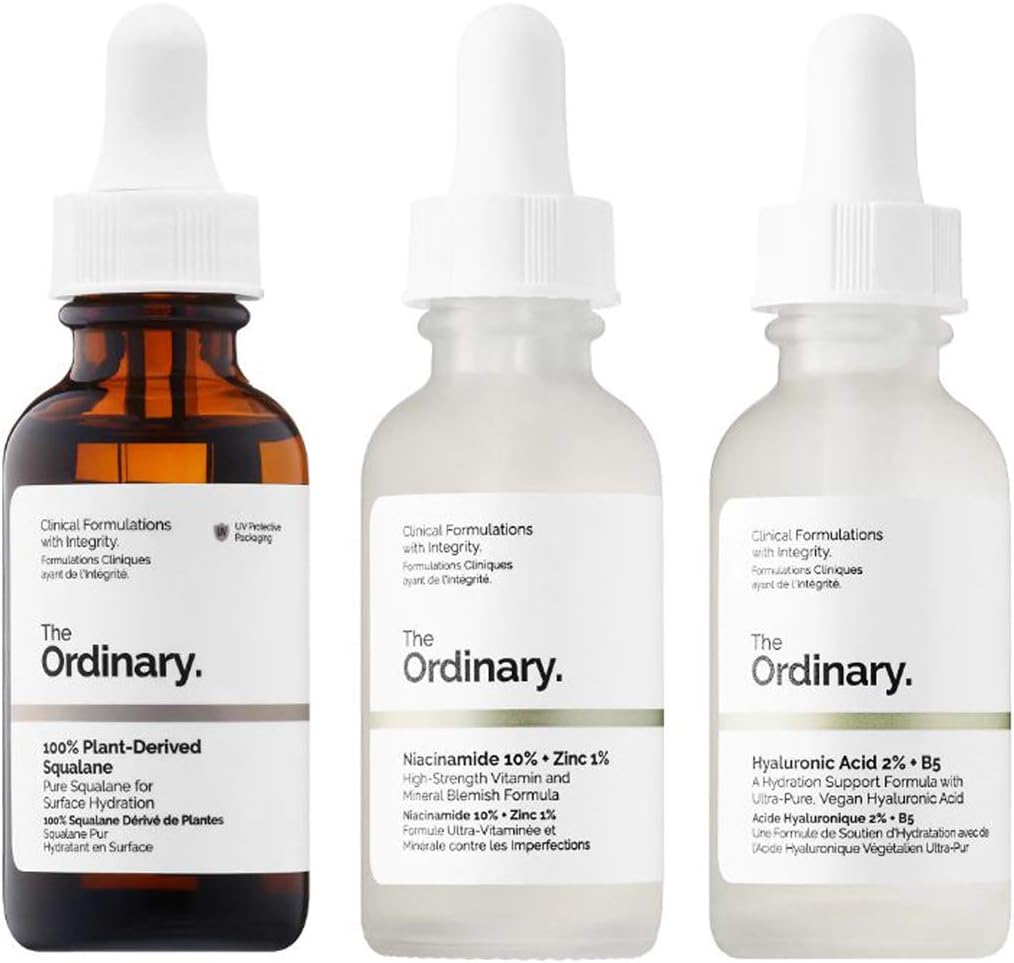 The Ordinary Face Serum Set! 100% Plant-Derived Squalane Prevent Ongoing Loss Of Hydration! Niacinamide 10% + Zinc 1% Reduces Skin Blemishes! Hyaluronic Acid 2% + B5 Enhanced Hydration!