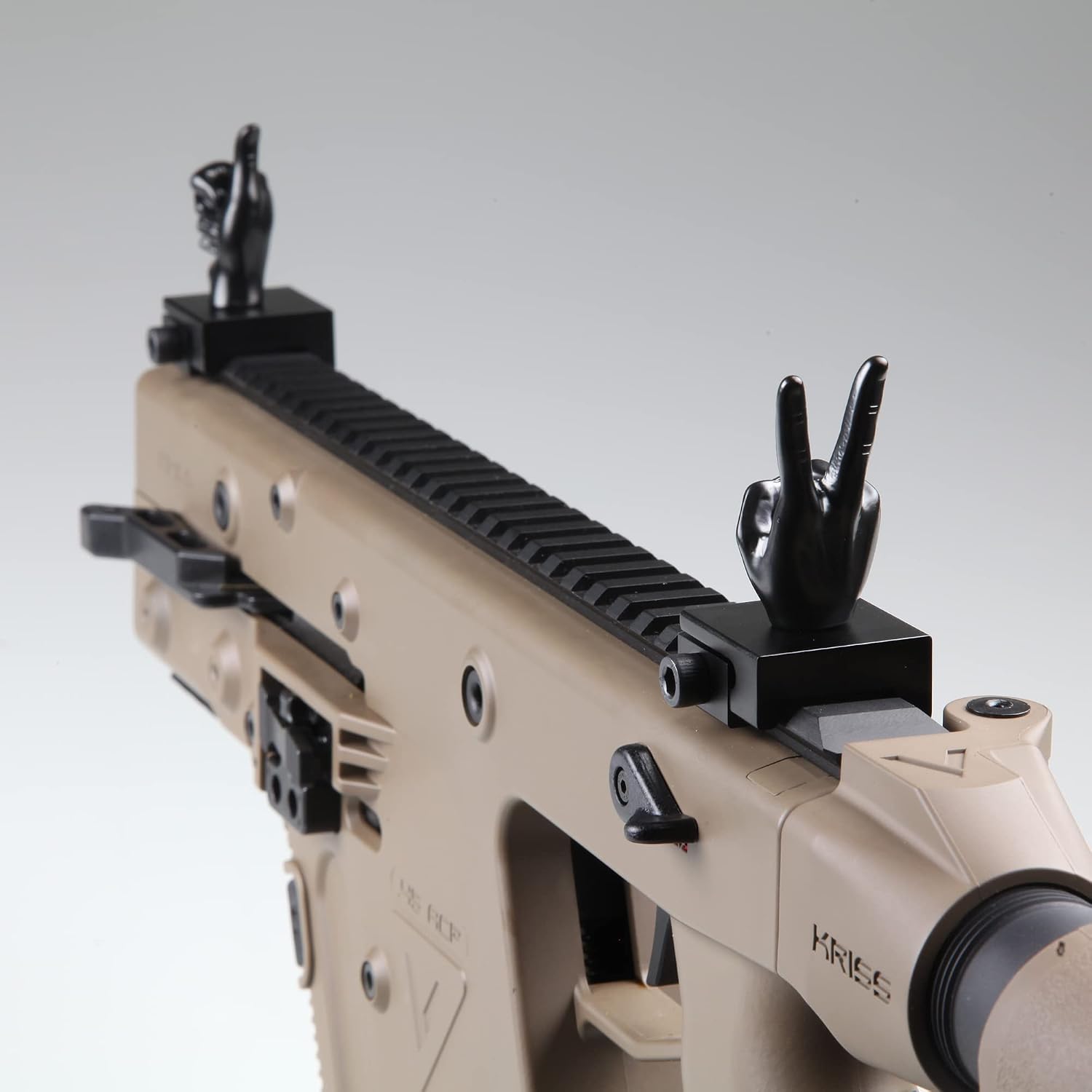 Stinger Novelty Finger Sight Set, Fixed Backup Front and Rear Iron Sight BUIS Set, Fit Picatinny Rail and Weaver, V Hand & Thumbs Up, Straight 90 Degree