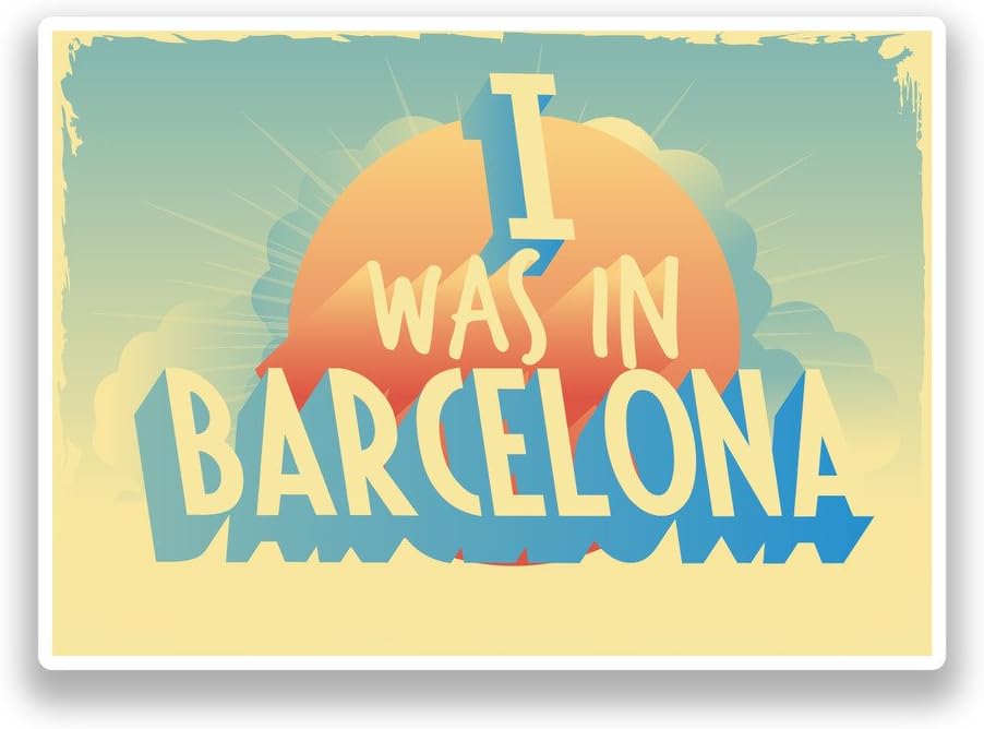 2 x 30cm/300mm I was in Barcelona Vintage Vinyl Stickers Travel Luggage #7276