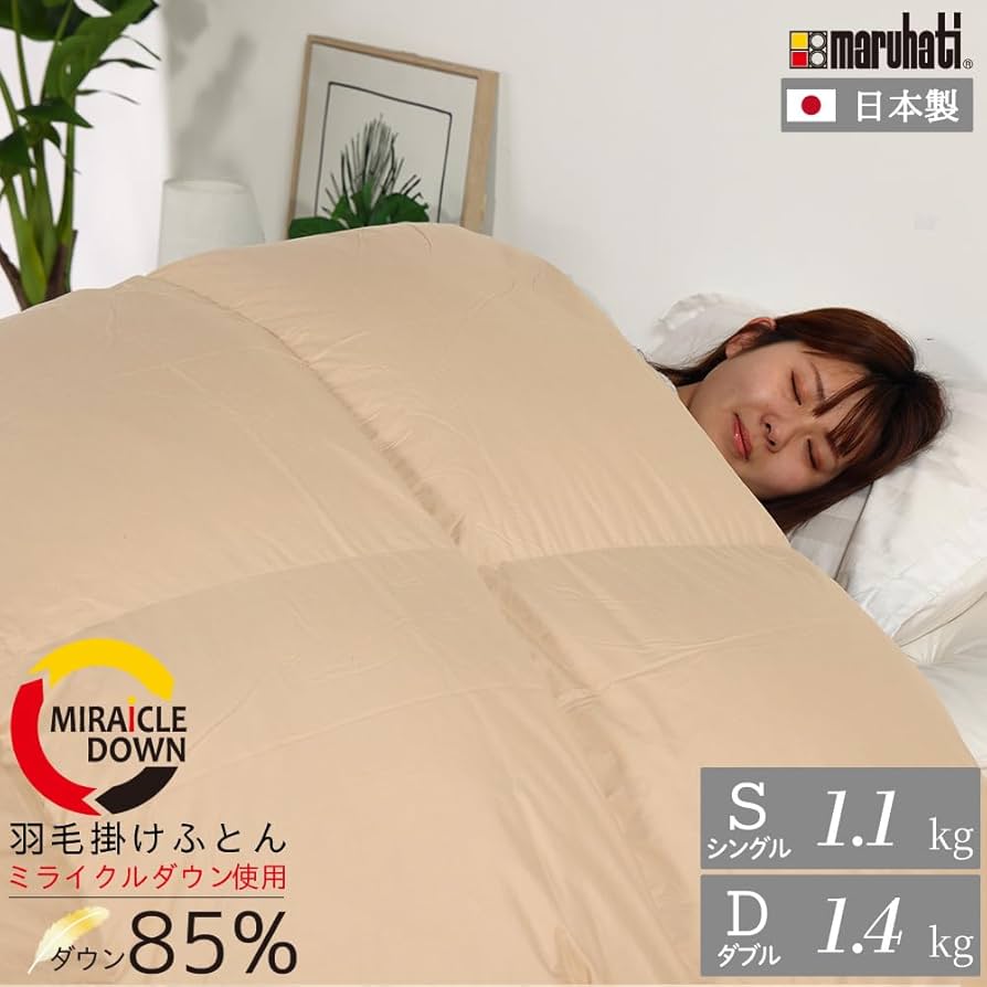 Amazon｜丸八真綿 羽毛布団 日本製 ミライクルダウン 85% 1.4kg TTC