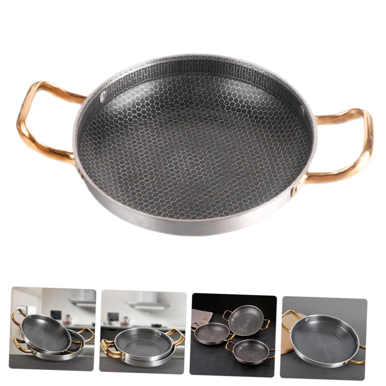 Wabenförmige Edelstahlpfanne mit Antihaftoberfläche, Schwarz, Robust
