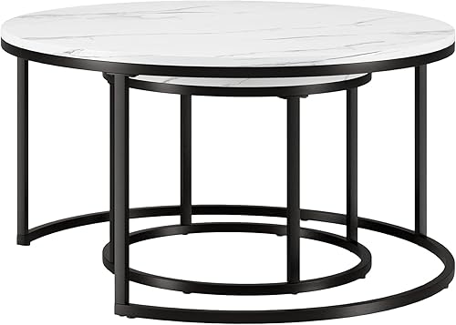 Miniatura 5 de Henn&Hart Watson Mesa de centro de 35 pulgadas y 22 pulgadas de ancho, color negro y blanco