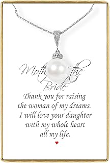 White Pearl Necklace, Mother of the Bride Gift Necklace, Solitary Pearl Necklace, Mother in Law Gift From Groom Single White Pearl Necklace, 18 Inches