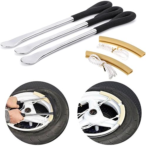 Miniatura 4 de Sumnacon Tire Levers Spoon Set, Heavy Duty Motorcycle Bike Car Tire Irons Tool Kit with Hanging Hole,3 Pcs Tire Changing Spoon + 2 Pcs Rim Protector