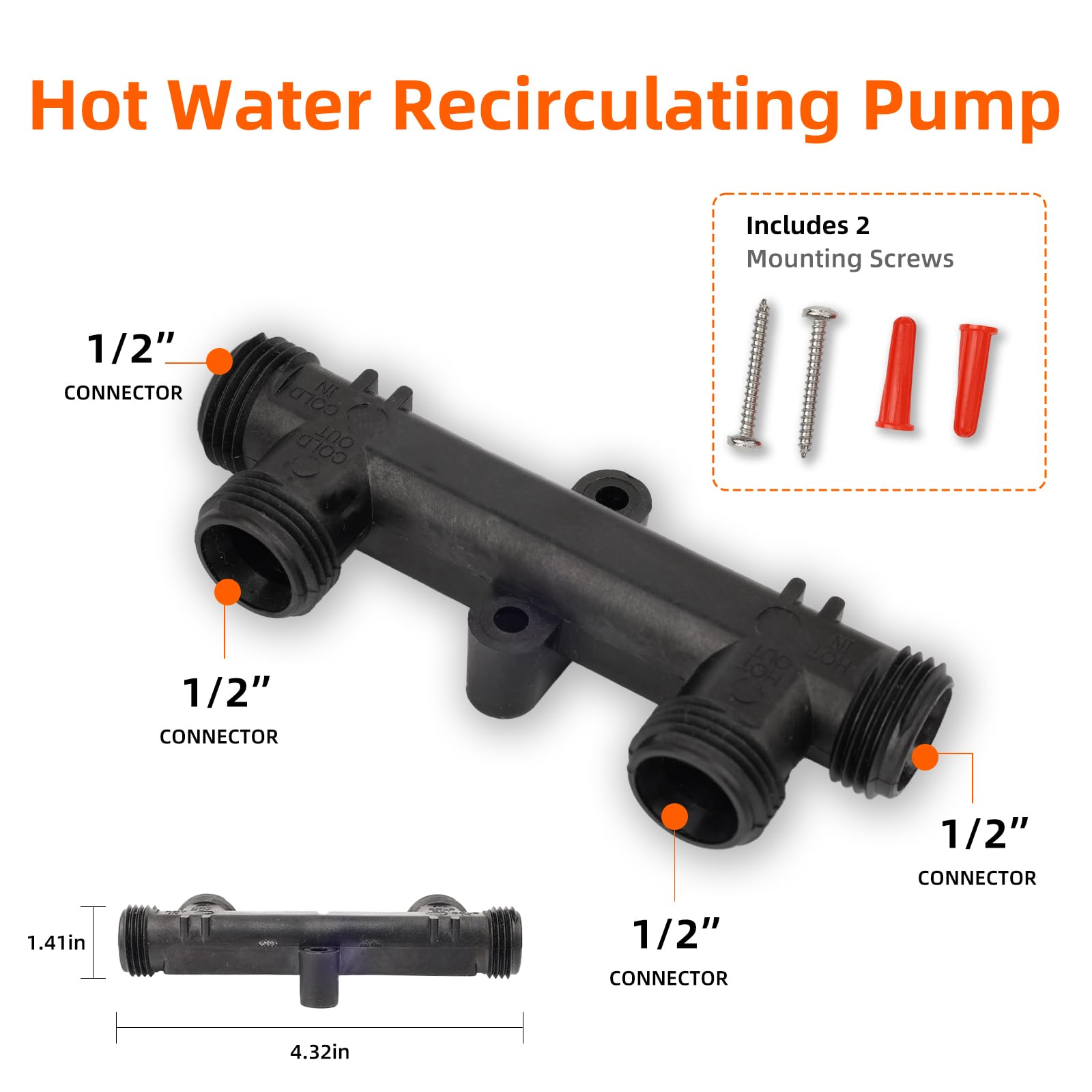 GOTOBMP 595926 Replacement Sensor Valve For Hot Water Recirculating Pumps - 1/2 Inch Thread, PPS Material, Saves Water - View #9