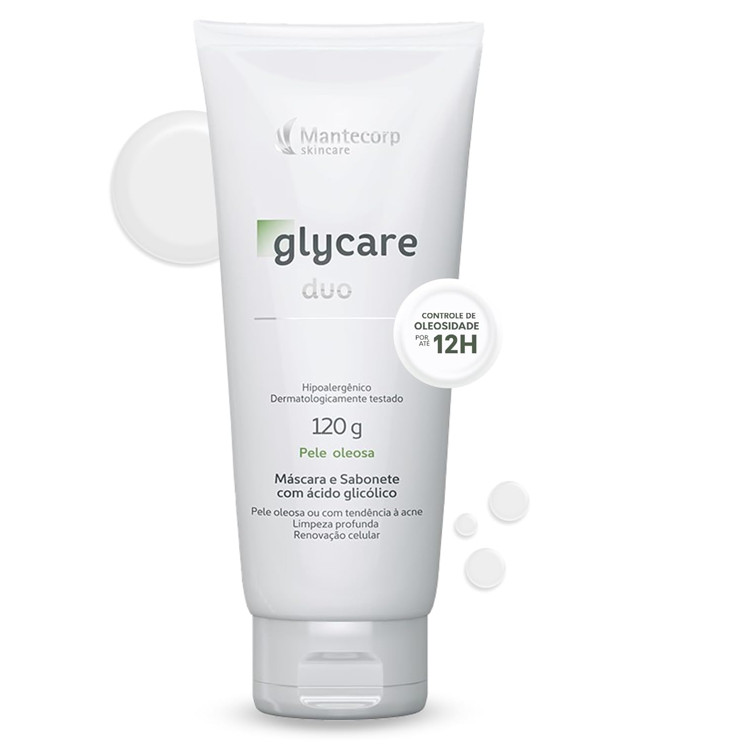 Duo Sabonete e Máscara Facial Glycare – 120g – Limpeza em Um Só Produto – Ajuda a Controlar a Oleosidade e Melhorar a Textura da Pele – Mantecorp