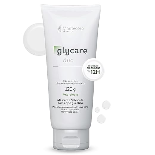 Duo Sabonete e Máscara Facial Glycare – 120g – Limpeza em Um Só Produto – Ajuda a Controlar a Oleosidade e Melhorar a Textura da Pele – Mantecorp