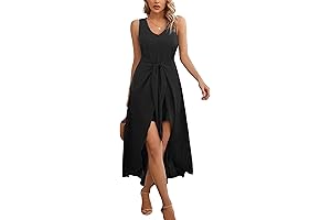 Spellbound in Swirls: Our Women's V-Neck Floral Knot High-Low Maxi Dress