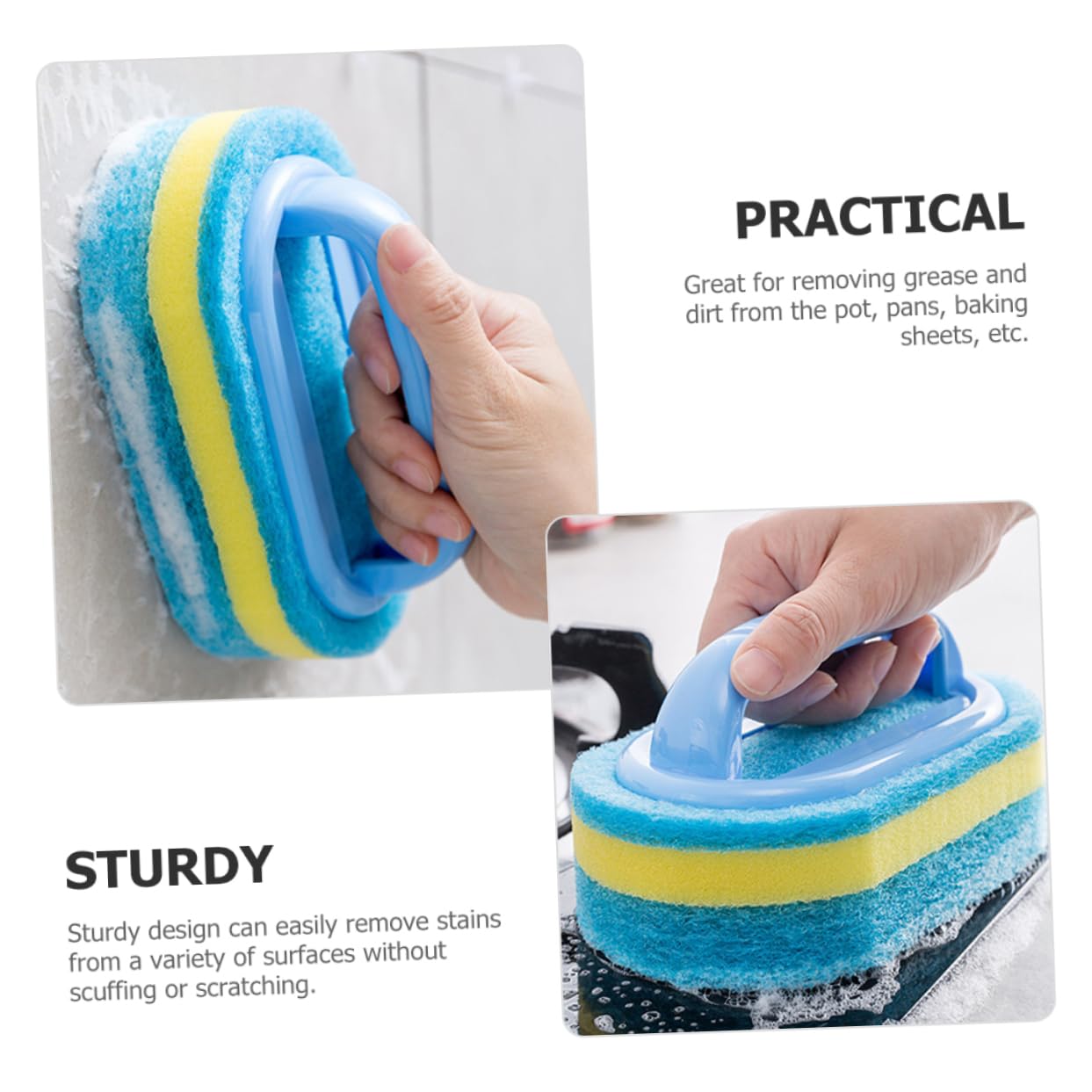 NULYLU Efficient Cleaning Brushes 4 Pack of Sponge for Dish Scrubbing Kitchen Sink Brush Dish Cleaning Tools