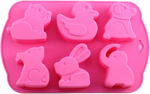 Miniatura 2 de Juego de 2 moldes de silicona para chocolate, pato, perro, gato, conejo, elefante, para hornear magdalenas, cubitos de hielo, gelatina, jabón, bomba