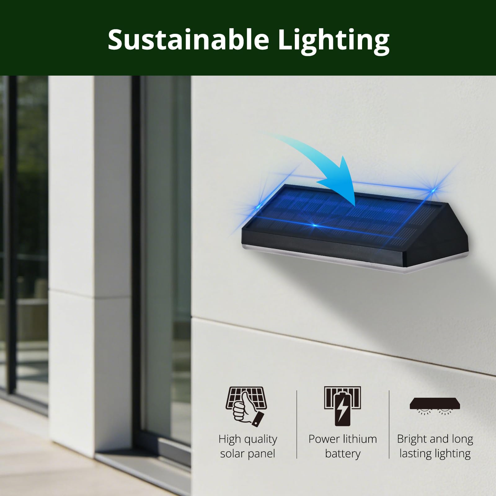 Luces solares para escalones al aire libre, luces de escalera al aire libre, 3000 K/4000 K/6500 K, 3 modos, luz solar para exteriores, jardín, patio, terraza, paquete de 4