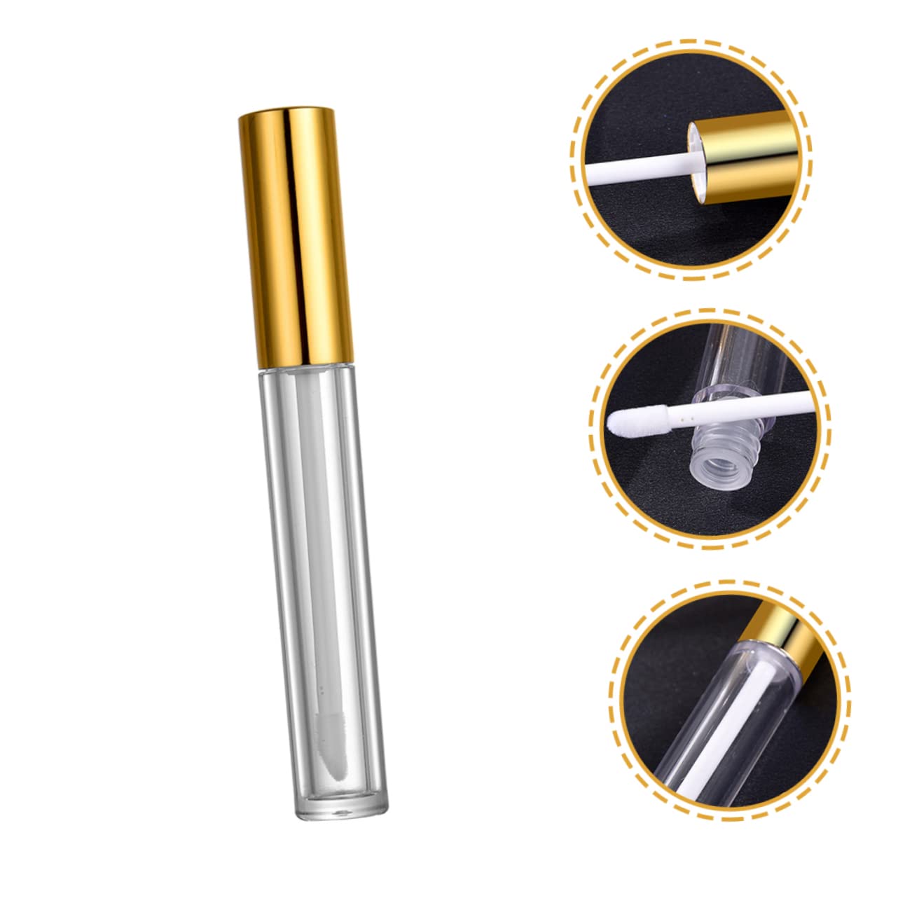Tubo Lucidalabbra Vuoto 10ml in Plastico Coperchio Oro | 40 Pezzi, per Makeup e Lip Gloss, Formato Leggero e Facile da Trasportare