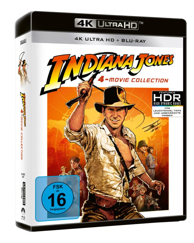 Indiana Jones - 4-Movie Collection (4 4K Ultra HDs) + (4 Blu-rays) + (Bonus Blu-ray)