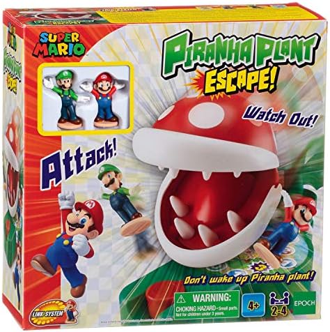 Epoch Games Super Mario Piranha Plant Escape!, Tabletop Action Game for Ages 4+ with 2 Collectible Super Mario Action Figures