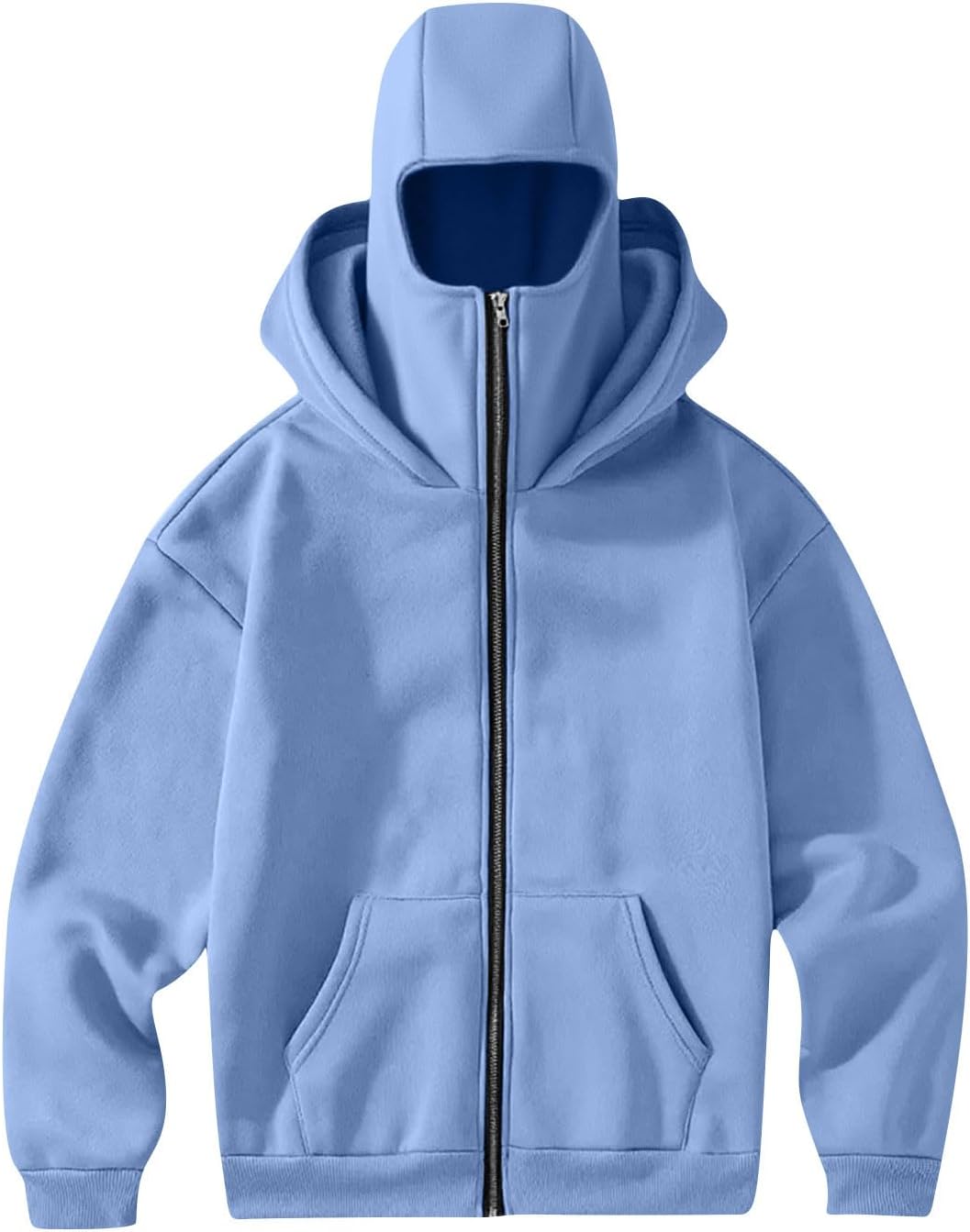 Men's Balaclava Hoodie with Built-in Face Mask Warm Fleece Zip Up Sweatshirt for Cold Weather Casual Winter Jackets