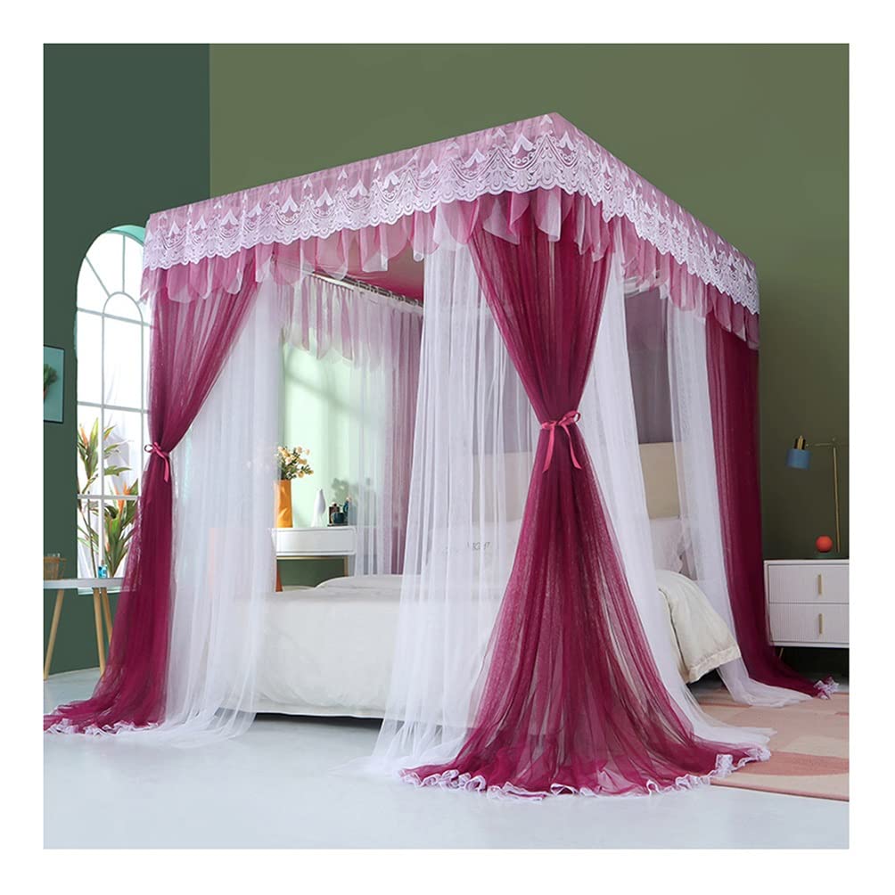 Cortina de cama estilo palacio morada para transformar tu dormitorio