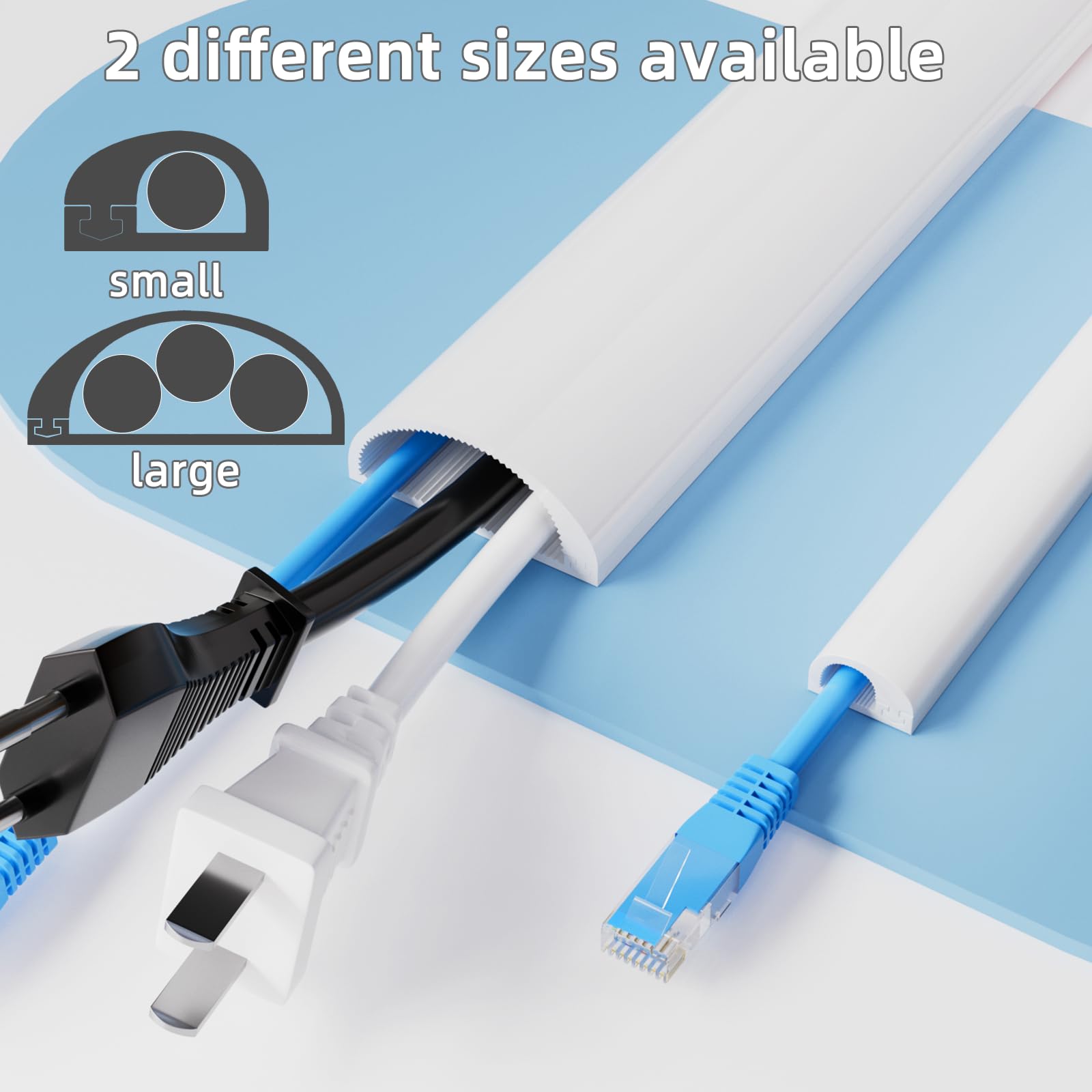 Nasconditore per cavi da 118" per TV a parete,Nasconditore di cavi adesivo per parete,Kit di canaline per nascondicavo fili,Correttore di cavi in silicone flessibile per ufficio domestico,L 1,08 "× H