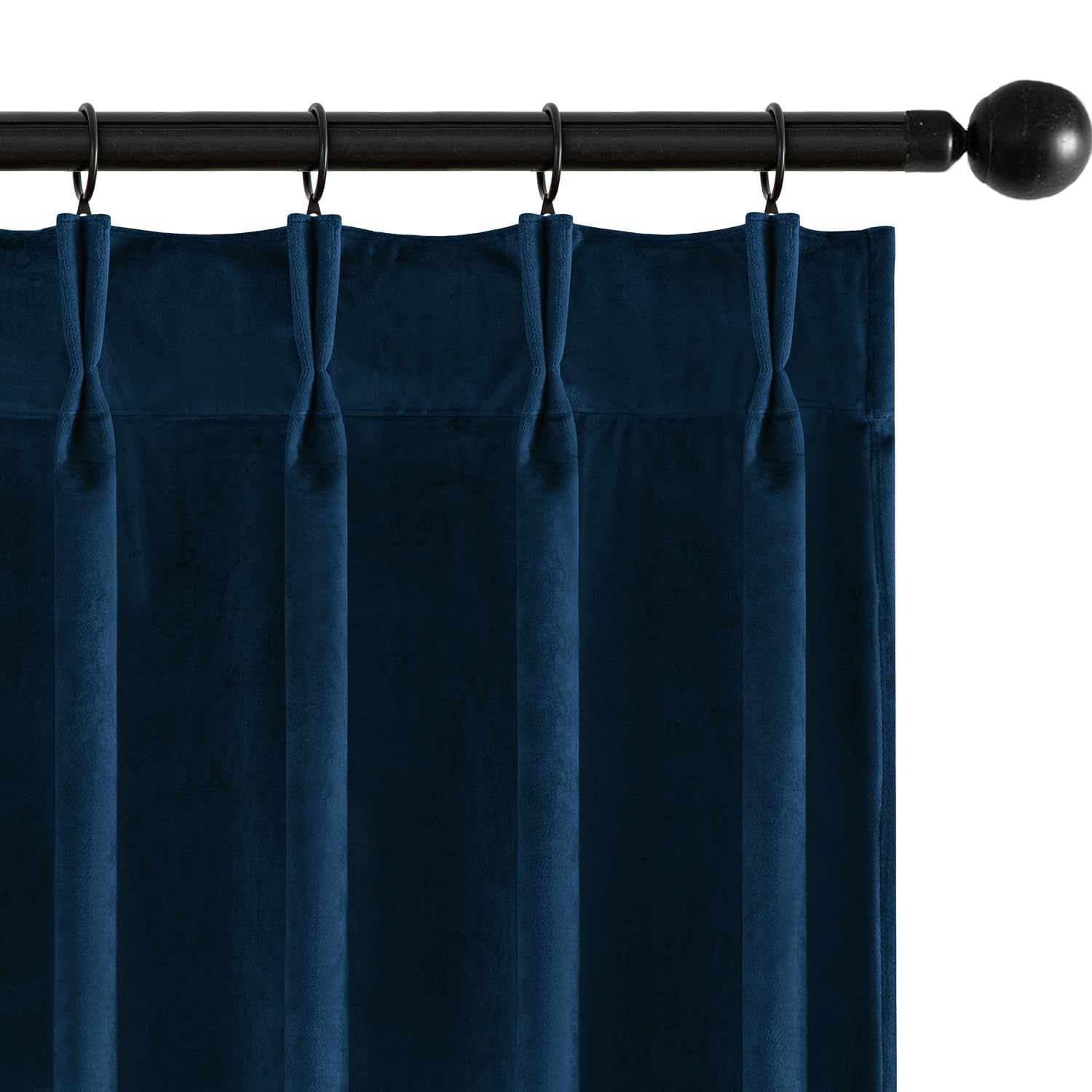 MIULEE Velvet Pinch Pleated Blackout Navy Blue Curtains 40x84 Inches