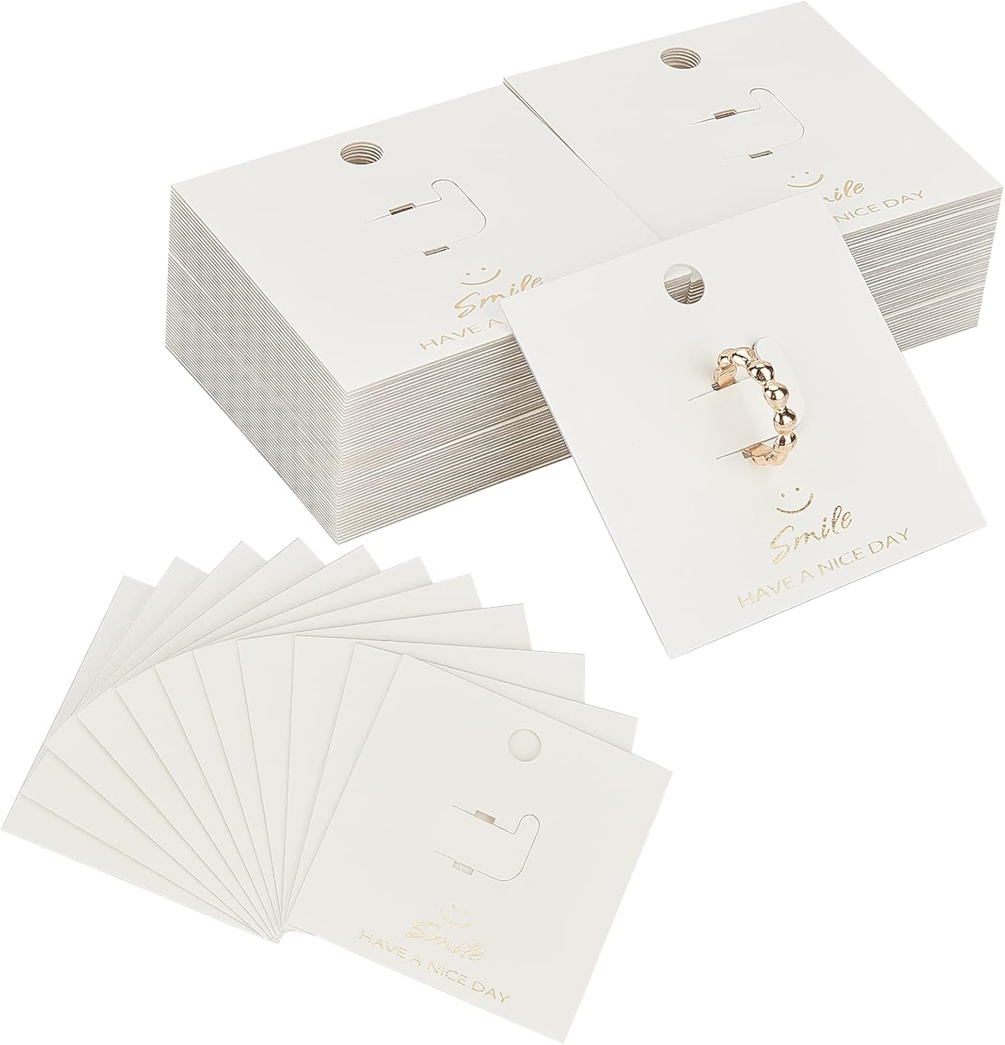 NBEADS 100 Pcs Ring Jewelry Display Cards, Plastic Hanging